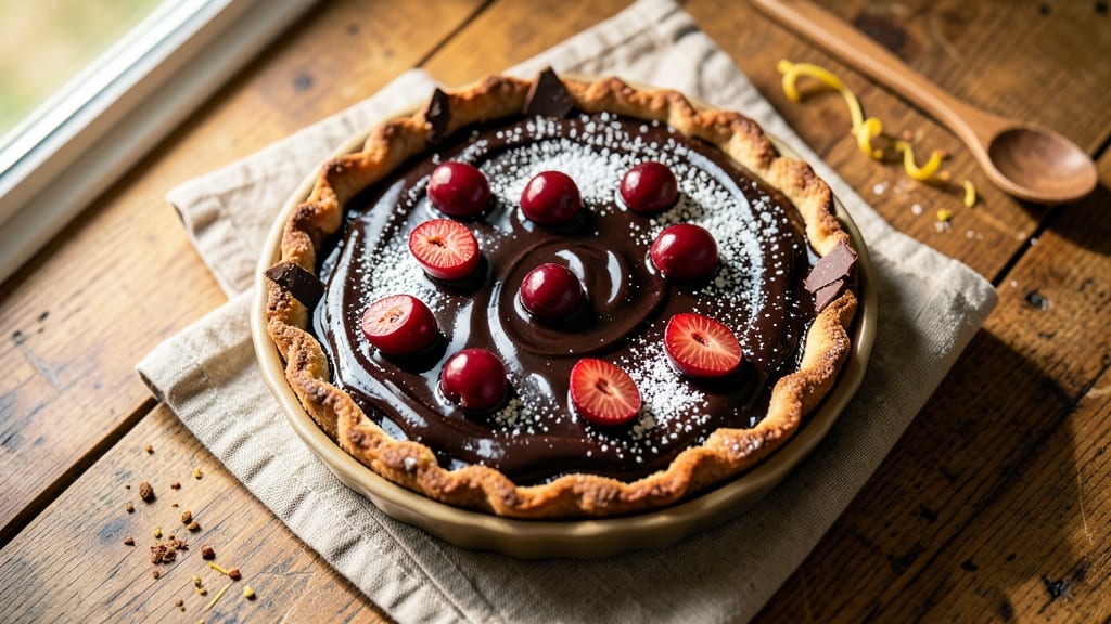 Cherry Chocolate Tart Recipe: Fudgy Chocolate Base With Juicy Cherry Filling