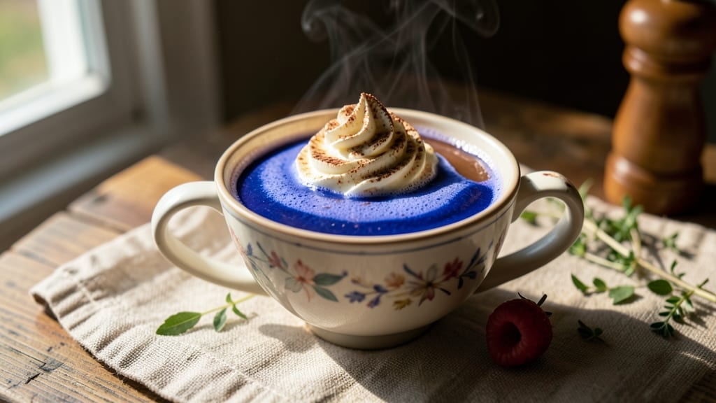 Blue Hot Chocolate Recipe: Vibrant Purple Swirls and Marshmallow Clouds