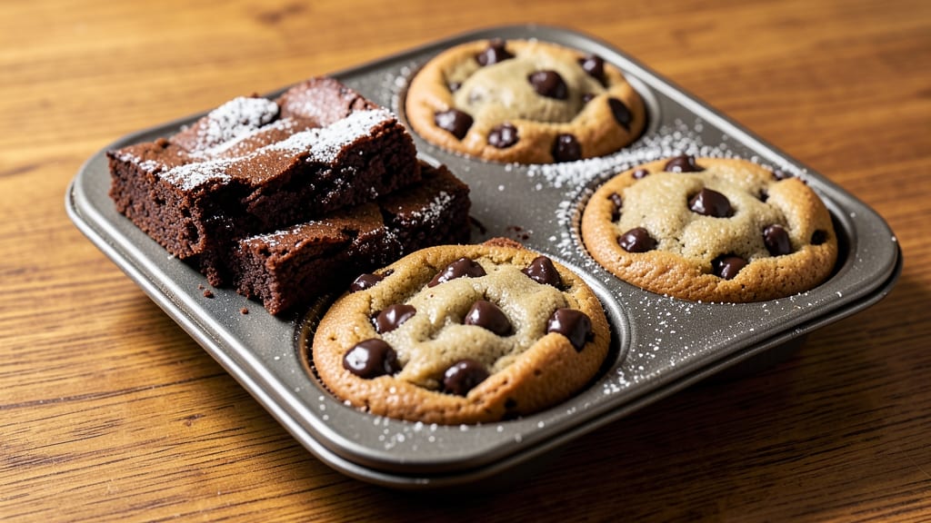 Brownie-Chocolate Chip Cookie Muffin Pan Recipe: Double-Fudgy Hybrid Bites