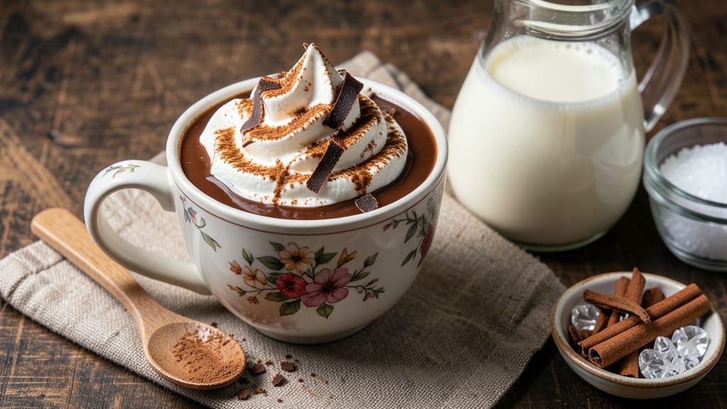 Café-Style Hot Chocolate Recipe: Velvety Whipped Cream and Cinnamon Dust Magic