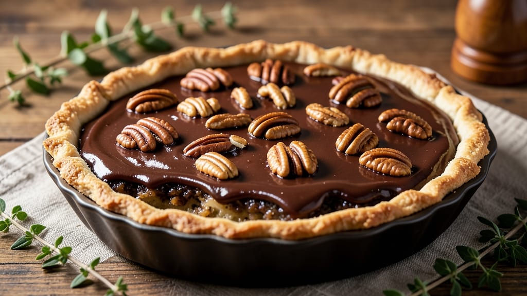 Baker's German Chocolate Pecan Pie Recipe: Fudgy Cocoa Swirls with Nutty Crunch