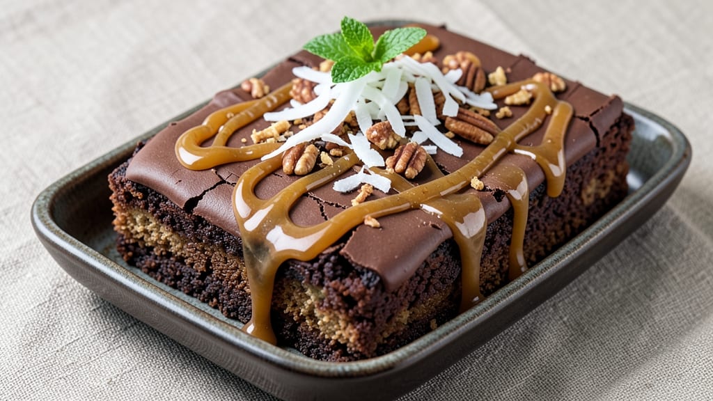 Caramel Brownie Recipe With German Chocolate Cake: Fudgy Layers and Nutty Swirls in One Pan