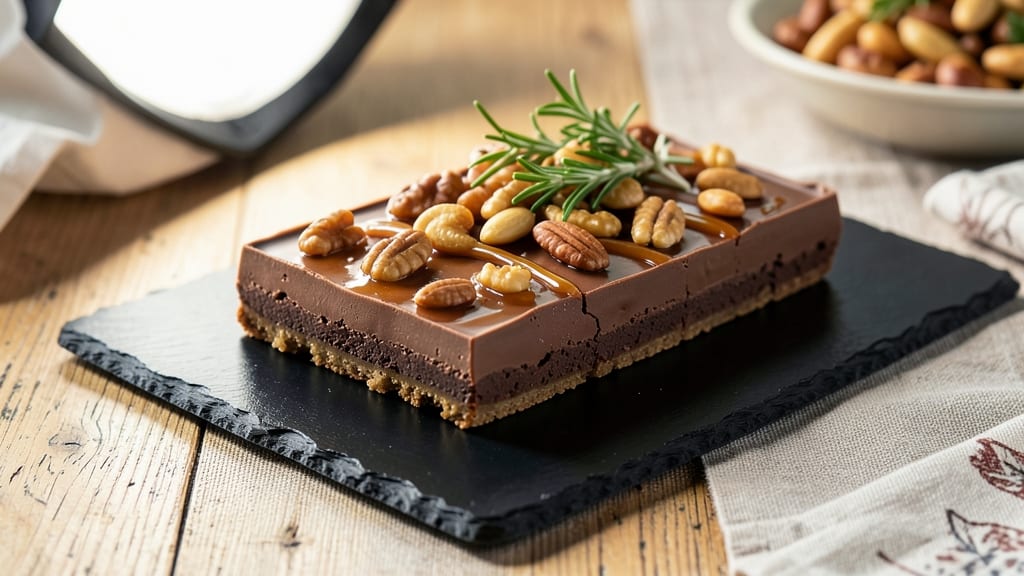 Caramel Nut Chocolate Bars Recipe: Crunchy Nutty Layers With Gooey Caramel Rivers